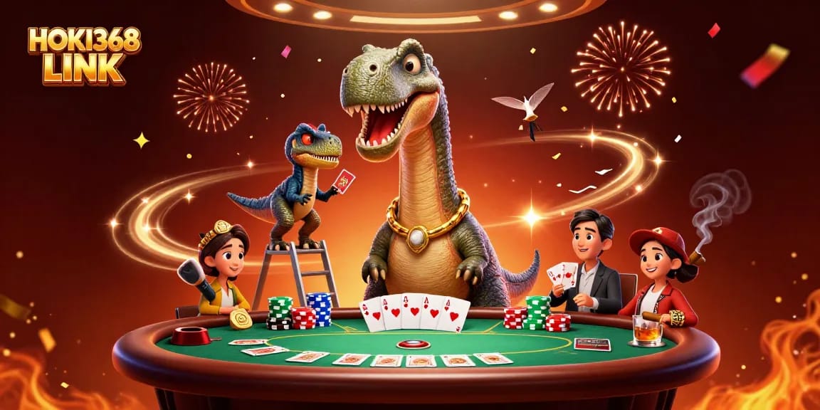 Engaging scene with HOKI368 LINK showcasing a playful casino atmosphere featuring colorful poker chips and cards.