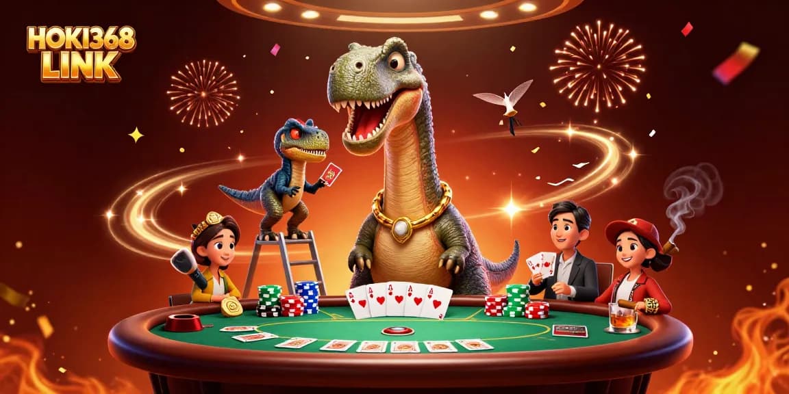 Engaging scene with HOKI368 LINK showcasing a playful casino atmosphere featuring colorful poker chips and cards.