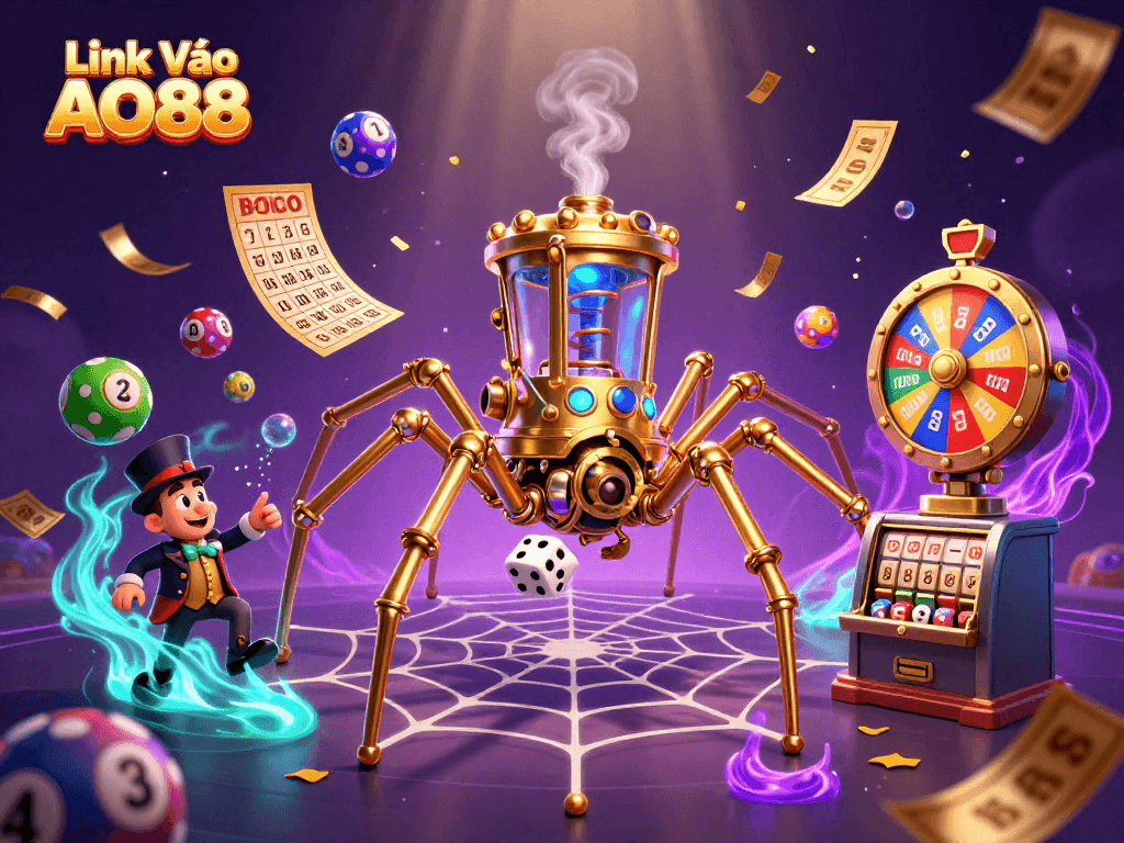 Place your bets and win big with Link Vào AO88 in this vibrant casino illustration.