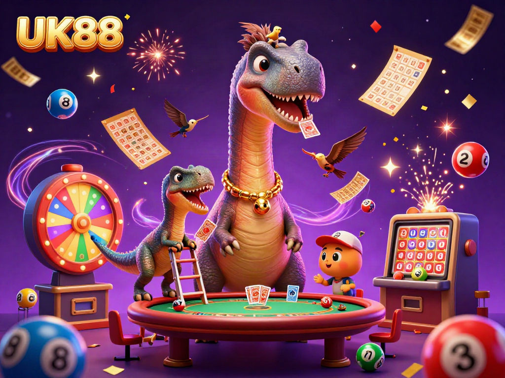 Experience thrilling gaming action at UK88 with vibrant colors and dynamic casino elements