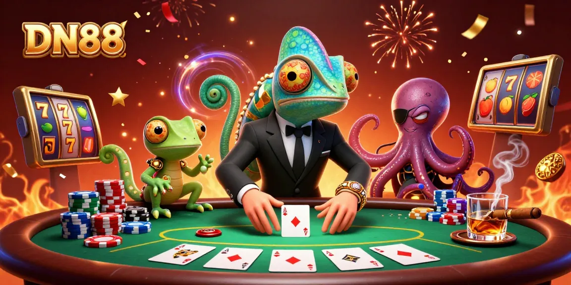 Experience the excitement of DN88 with secret agents in a vibrant casino scene full of action and detail.