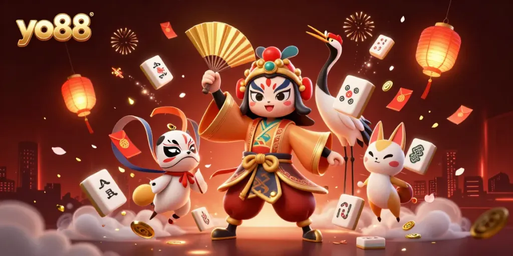 Experience thrilling gameplay with yo88 in this vibrant 3D casino illustration, showcasing rich elements.