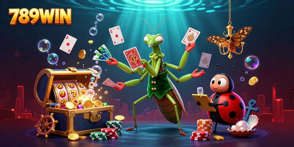 Experience the thrilling environment of 789WIN with vibrant gaming elements like cards and gold coins.