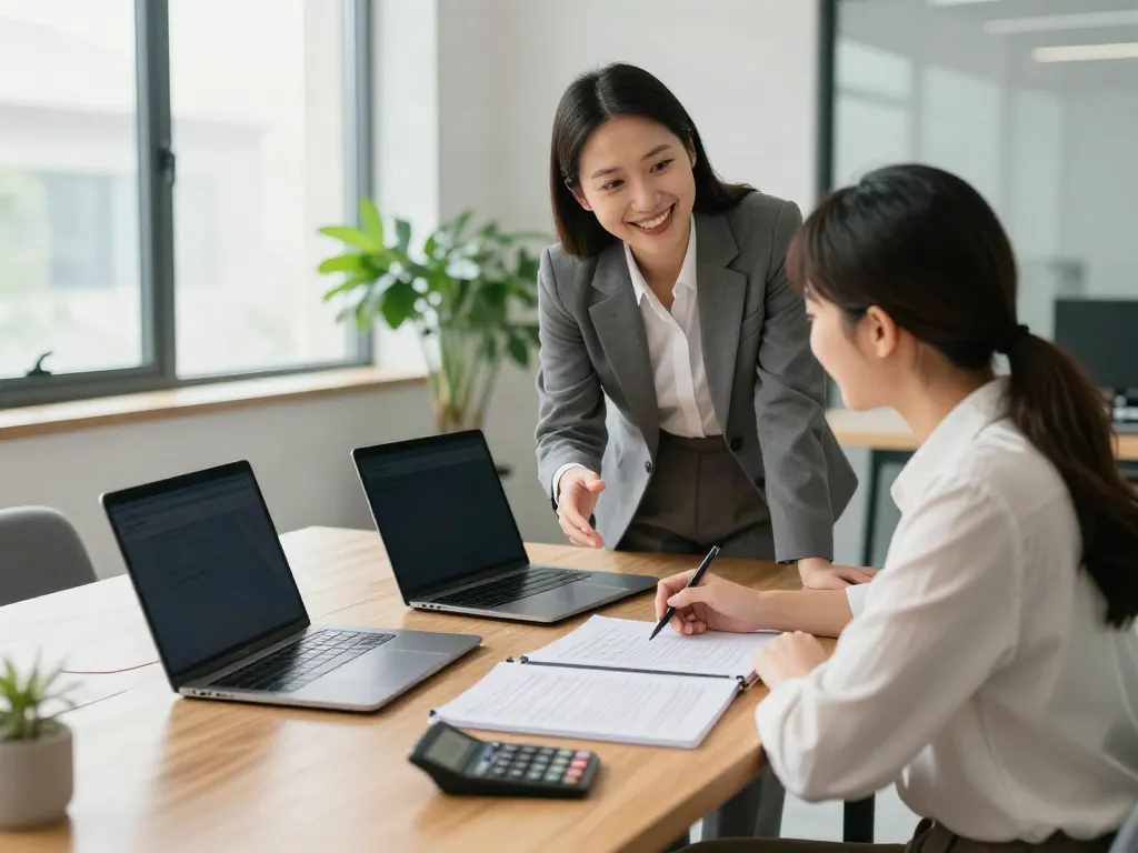 Couple exploring Payday Loans Co Red Deer options with financial advisor in modern office.