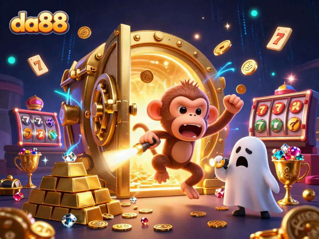 Engage with da88’s thrilling adventure of a mischievous monkey juggling casino treasures amidst a haunted atmosphere.