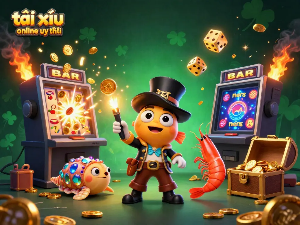 Experience thrilling gameplay in a vibrant scene featuring tài xỉu online uy tín with lively characters and casino elements.