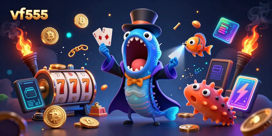 Engage in exciting slot games at vf555 with a magical underwater scene featuring a deep-sea gulper eel.