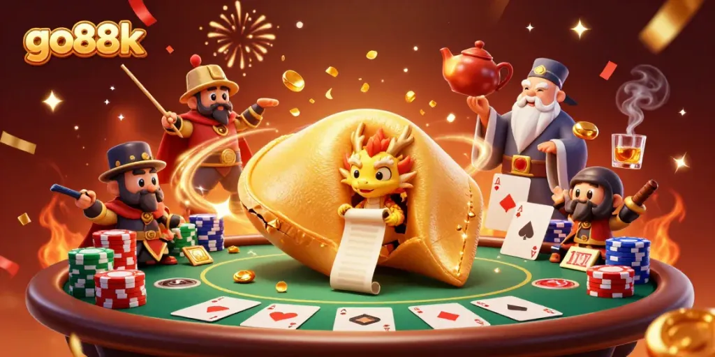 Play fortune games with go88k's exciting casino visuals featuring a vibrant dragon and golden elements.