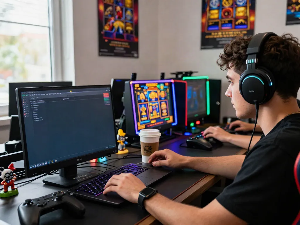Engaging online gaming setup featuring slot qris interface and vibrant graphics.