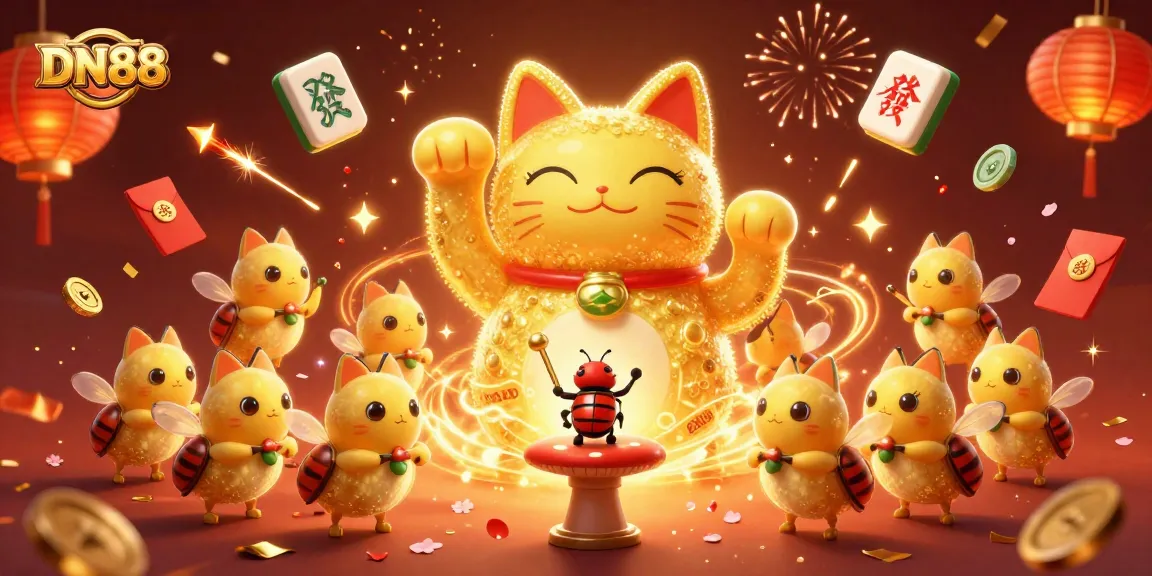 Experience DN88 with vibrant casino-themed 3D illustration featuring lucky symbols and dynamic energy