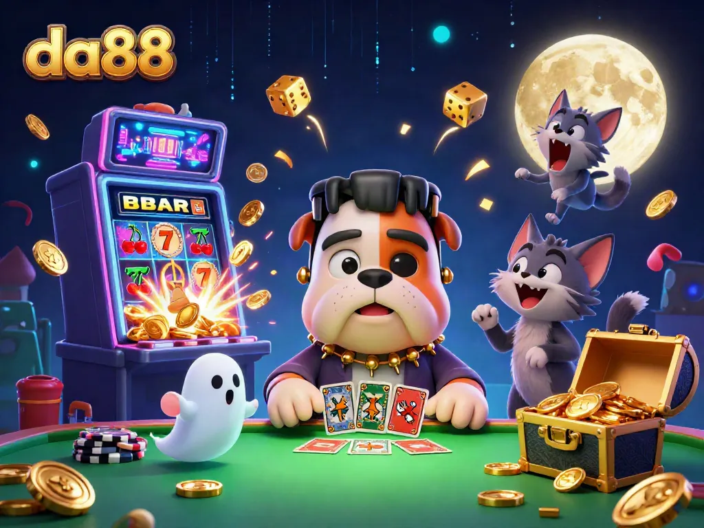 da88 engages players with thrilling casino action at a vibrant table with a spooky theme.
