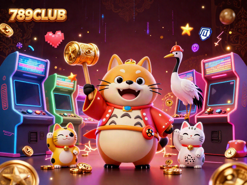 Players enjoy an immersive experience at 789CLUB with vibrant gaming elements and cheerful characters.