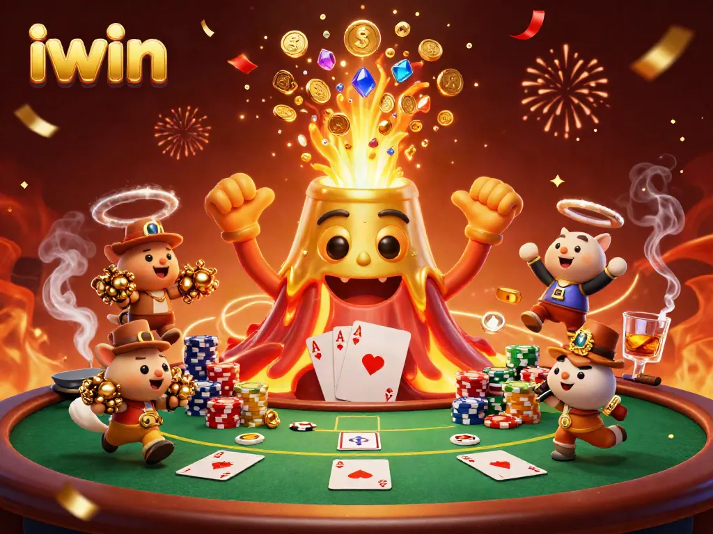Experience iwin's thrilling casino world with a dynamic scene capturing excitement and treasure.