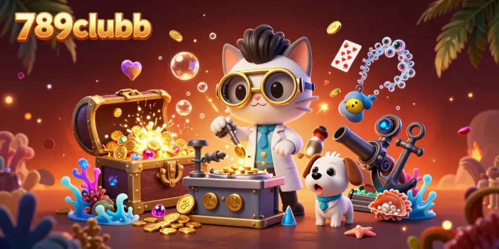 Experience thrilling gaming action with 789clubb's vibrant underwater scene featuring gold coins and animated characters.