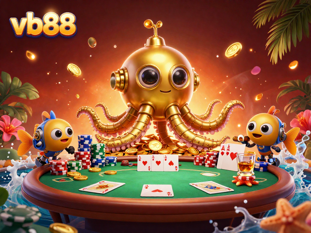 Engage in thrilling gameplay at VB88, featuring a kraken submarine in a sea of gold coins.