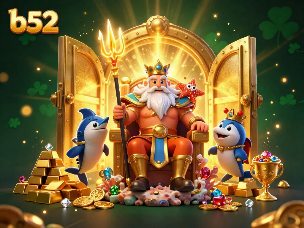 Experience the thrill of b52 gaming with Neptune and treasures illuminating the scene.