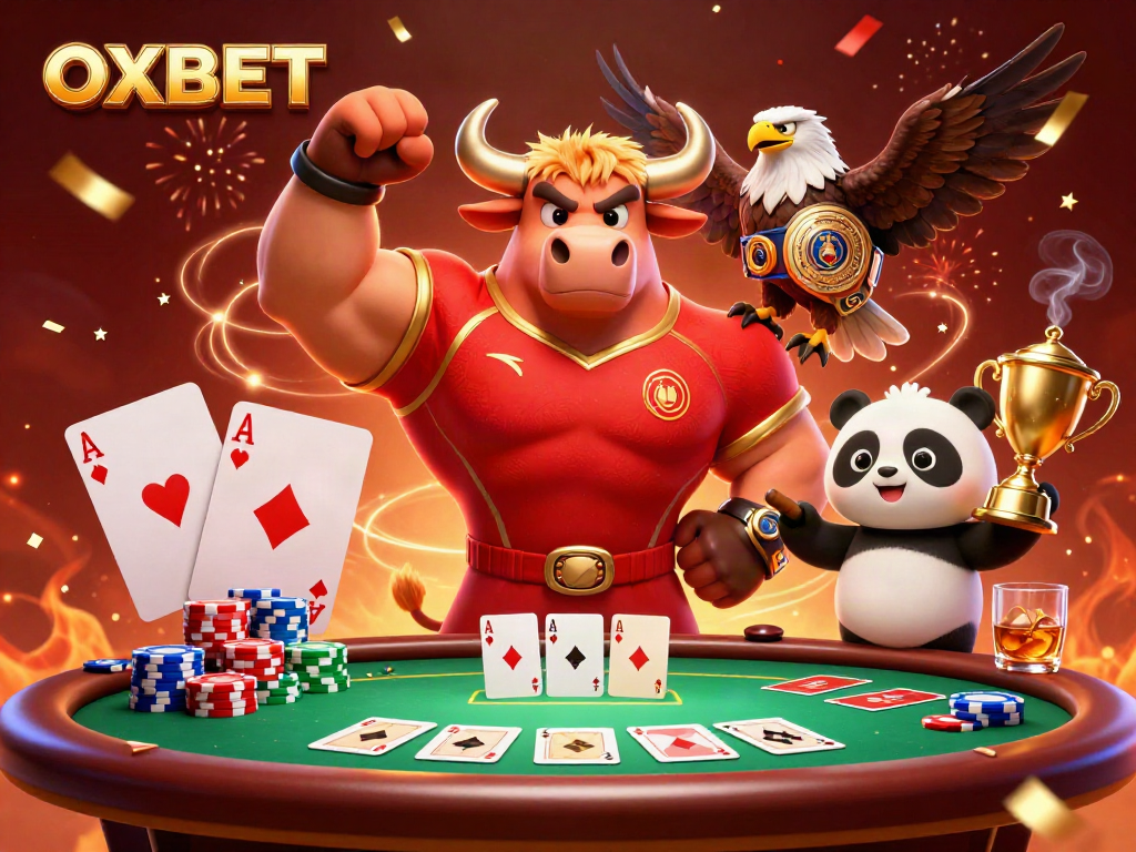 Experience the thrill of gambling with OXBET's vibrant casino scene featuring champions celebrating victories.