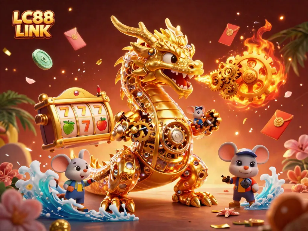 Engage with exciting gameplay at LC88 LINK with vibrant 3D visuals of casino elements.
