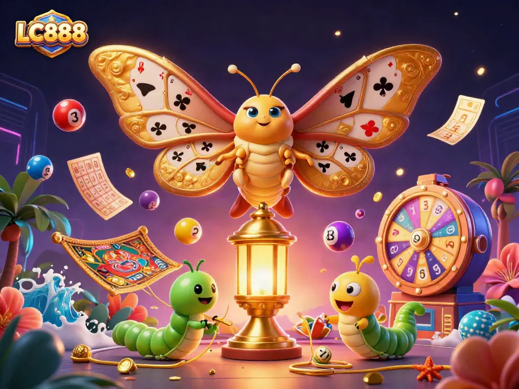 Experience exciting gaming moments with LC888, showcasing a vibrant 3D casino scene full of dynamic elements.